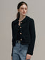 YELENA woolen tweed short jacket_black