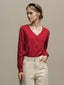 SALENA wool v neck cardigan_red