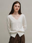 SALENA wool v neck cardigan_white