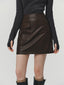 HAZEL pocket leather mini skirt_brown