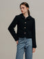 YELENA woolen tweed short jacket_black