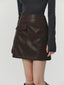 HAZEL pocket leather mini skirt_brown