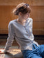 SALENA wool v neck cardigan_grey