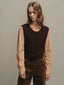 JOUR round neck knit vest_burgundy