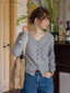 SALENA wool v neck cardigan_grey