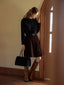 ANGE corduroy mid skirt_brown