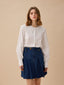 AUDREY denim pleats mid skirt_blue