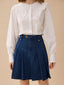 AUDREY denim pleats mid skirt_blue