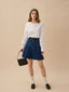 AUDREY denim pleats mid skirt_blue