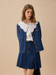 AUDREY denim pleats mid skirt_blue