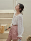 BERTE frill neck ribbon ramie shirt_ivory