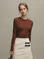 BETH woolen wave neck knit_brown