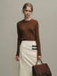 BETH woolen wave neck knit_brown