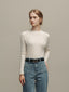 BETH woolen wave neck knit_oatmeal