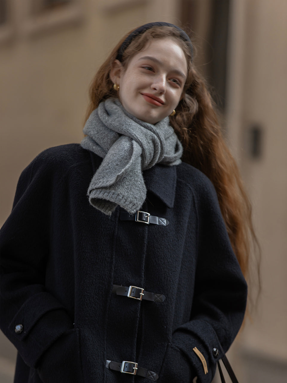 ジャケット・アウター CAEL handmade wool buckle short coat CAEL handmade wool buckle short coat_black – Lenina