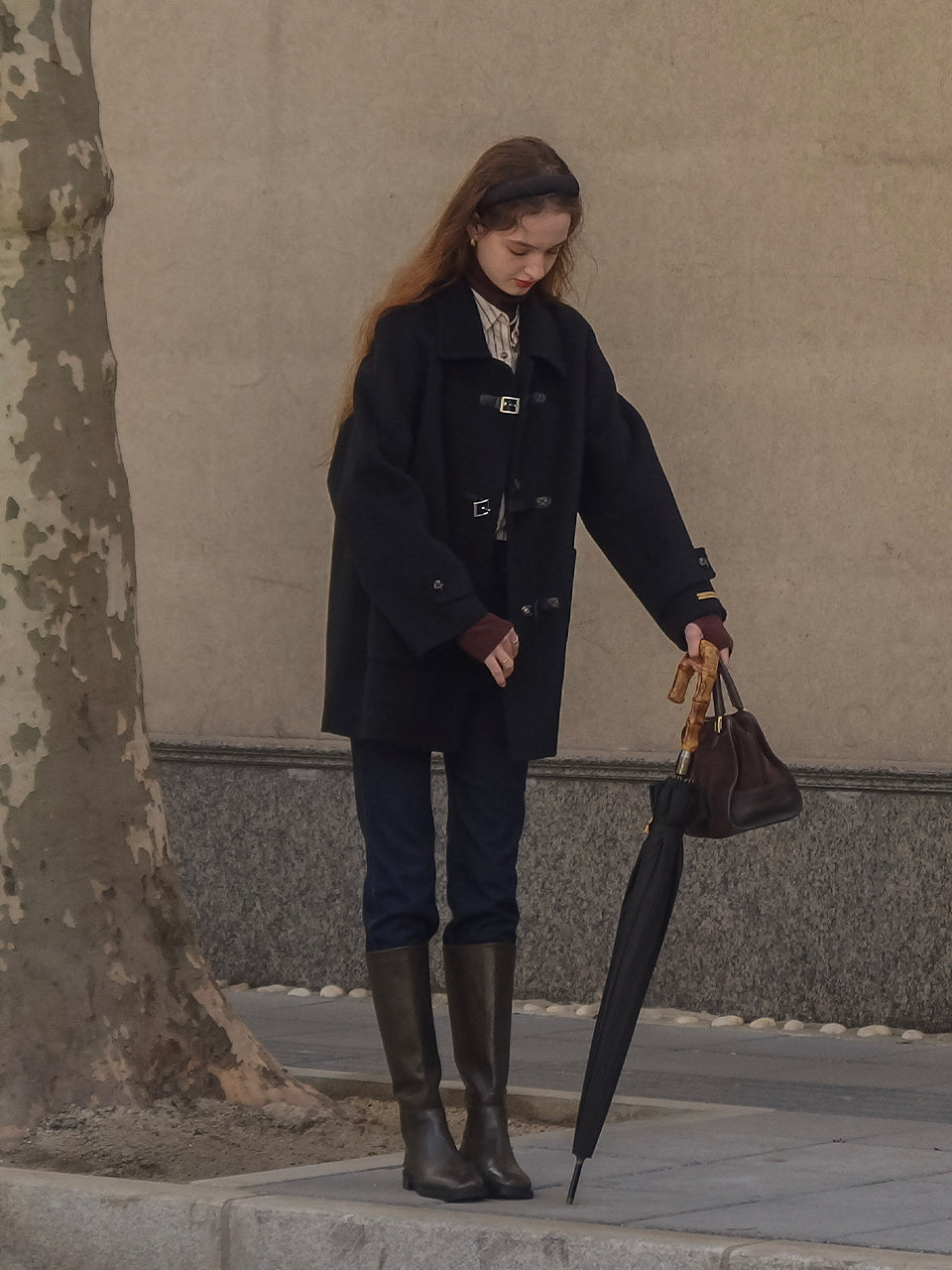 CAEL handmade wool buckle short coat_black – Lenina