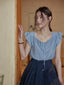 CHÉRIE lace sleeveless shirt_blue