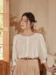 DAZZLE puff sleeve embroidery shirt_ivory