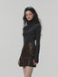 HAZEL pocket leather mini skirt_brown