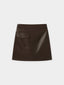 HAZEL pocket leather mini skirt_brown