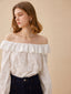 KATERINA embroidery off-shoulder shirt_white