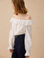 KATERINA embroidery off-shoulder shirt_white