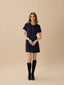 LENTINA linen button dress_navy