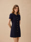 LENTINA linen button dress_navy