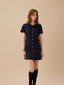 LENTINA linen button dress_navy