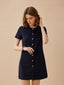 LENTINA linen button dress_navy