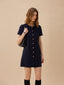 LENTINA linen button dress_navy