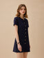 LENTINA linen button dress_navy