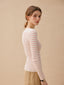 LUX marine boat neck stripe knit_pink