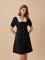 MARGOT wool silk collar dress_black