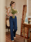 OLIVE button up wide pants_blue