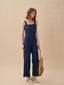 OPHELIA wide overall linen denim pants_indigo blue