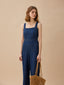 OPHELIA wide overall linen denim pants_indigo blue