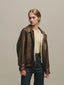 POTEAU detachable vest eco leather bomber jacket_brown