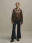 POTEAU detachable vest eco leather bomber jacket_brown