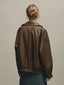 POTEAU detachable vest eco leather bomber jacket_brown