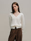 SALENA wool v neck cardigan_white