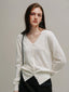 SALENA wool v neck cardigan_white