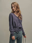 SALENA wool v neck cardigan_purple gray