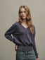 SALENA wool v neck cardigan_purple gray