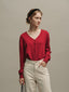 SALENA wool v neck cardigan_red