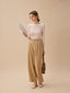 URSULA 2 tuck lip pocket linen pants_beige