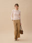 URSULA 2 tuck lip pocket linen pants_beige