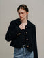 YELENA woolen tweed short jacket_black