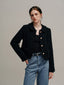 YELENA woolen tweed short jacket_black