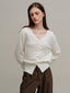 SALENA wool v neck cardigan_white